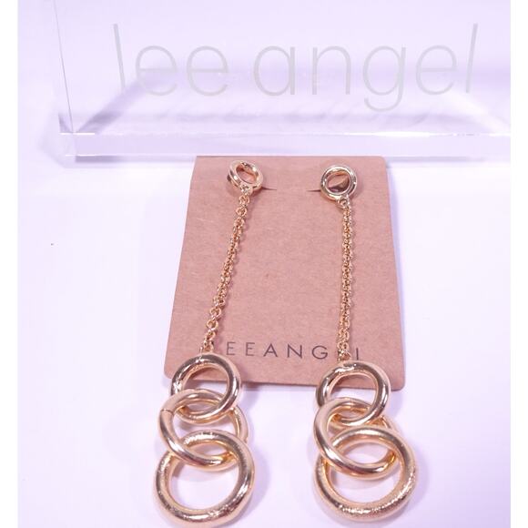 Lee Angel Women's Interlocking Chunky Ring Chain Earrings NWT 68 - Picture 1 of 4
